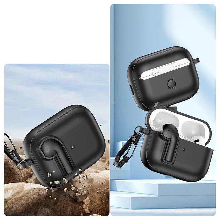 Funda para AirPods Pro 2 con Cierre de Colores Antichoque de TPU + PC con Mosquetón - Blanco / Naranja