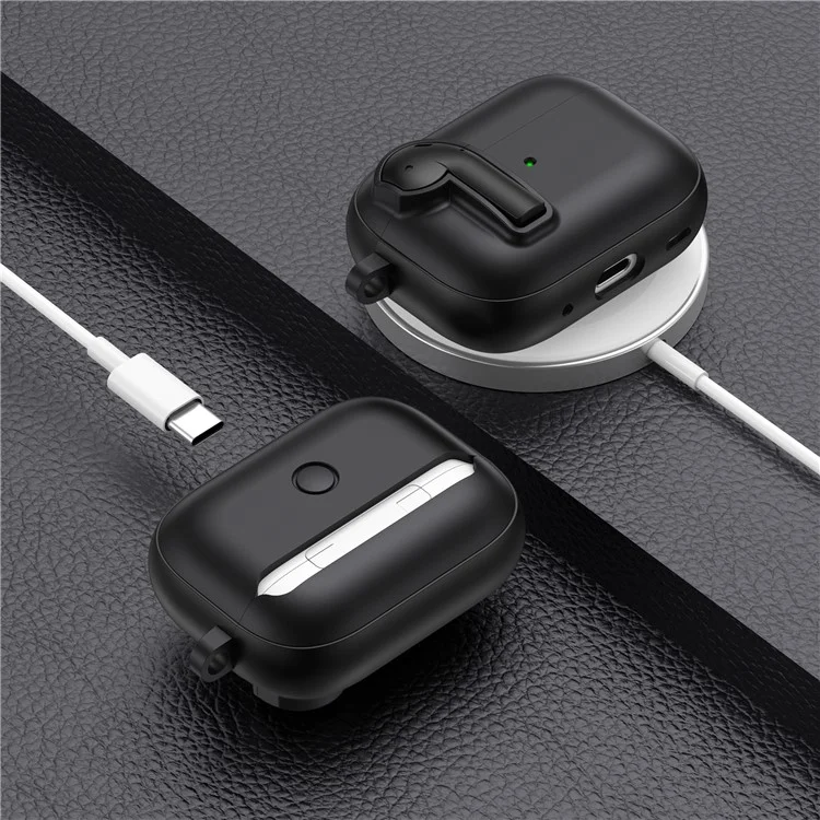 Funda para AirPods Pro 2 con Cierre de Colores Antichoque de TPU + PC con Mosquetón - Blanco / Naranja