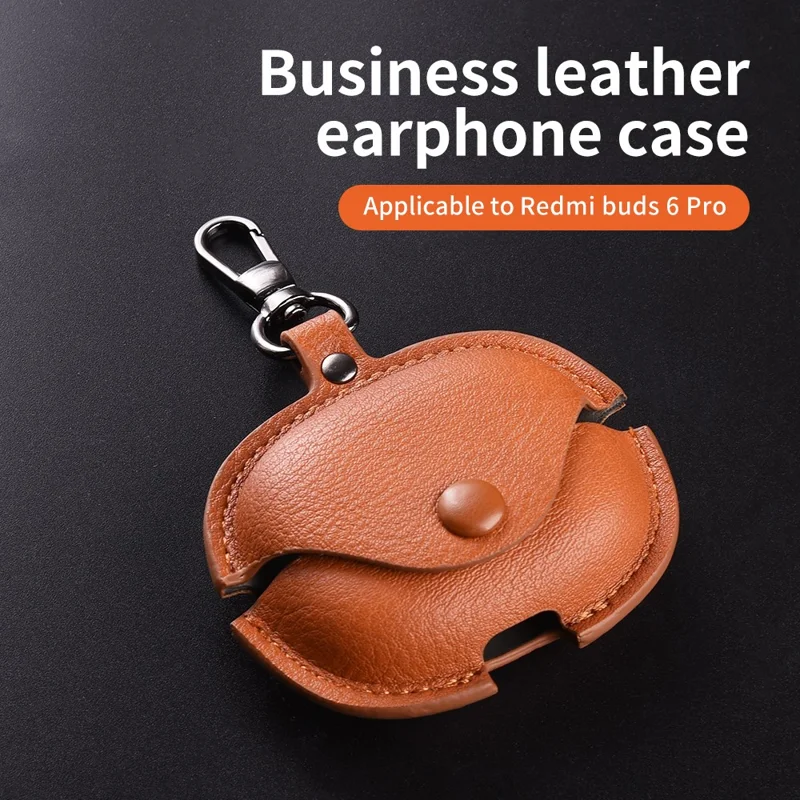For Xiaomi Redmi Buds 6 Pro Earphone Case Business Leather + PC Protective Cover - Red