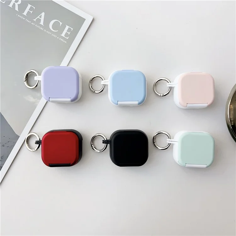 Funda Protectora PC + TPU para AirPods 4 con Gancho para Estuche de Carga de Auriculares TWS - Rojo