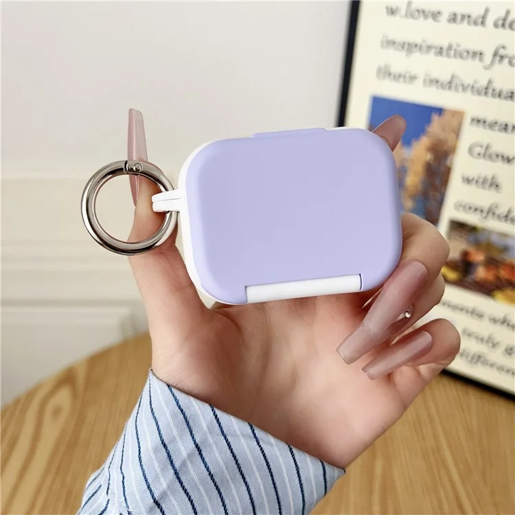 Funda Protectora PC + TPU para Apple AirPods Pro 2 / Pro con Gancho para Estuche de Carga de Auriculares Inalámbricos - Morado