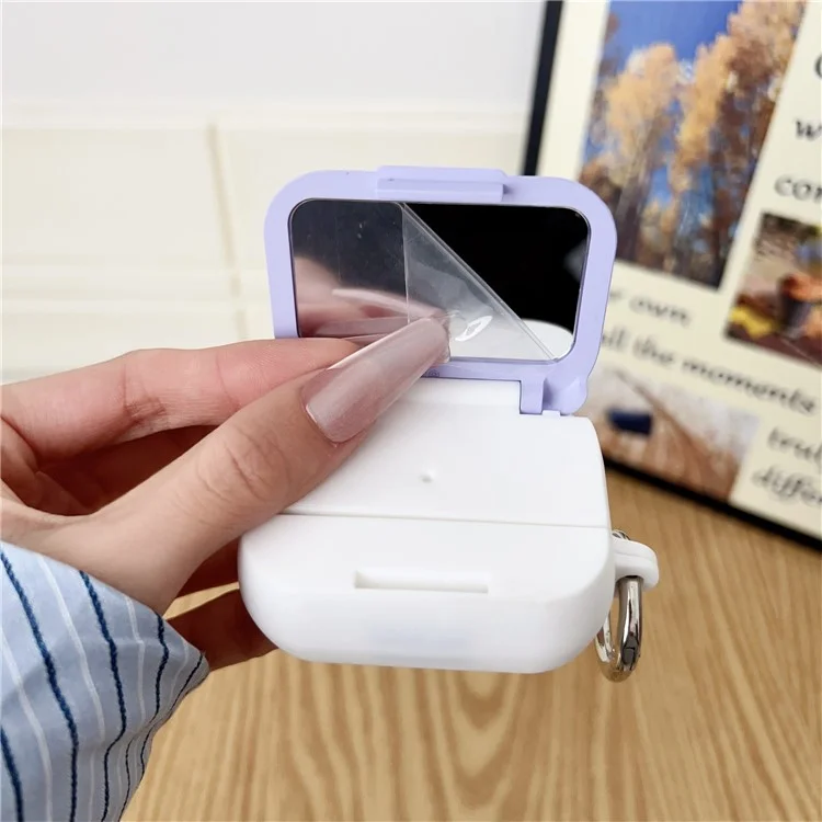 Funda Protectora PC + TPU para Apple AirPods Pro 2 / Pro con Gancho para Estuche de Carga de Auriculares Inalámbricos - Morado