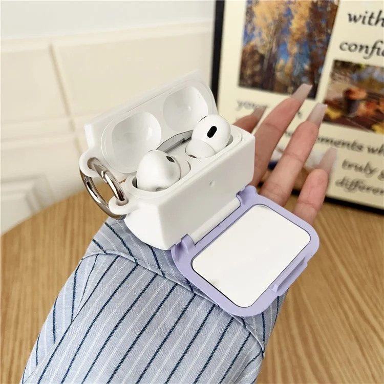 Funda Protectora PC + TPU para Apple AirPods Pro 2 / Pro con Gancho para Estuche de Carga de Auriculares Inalámbricos - Morado