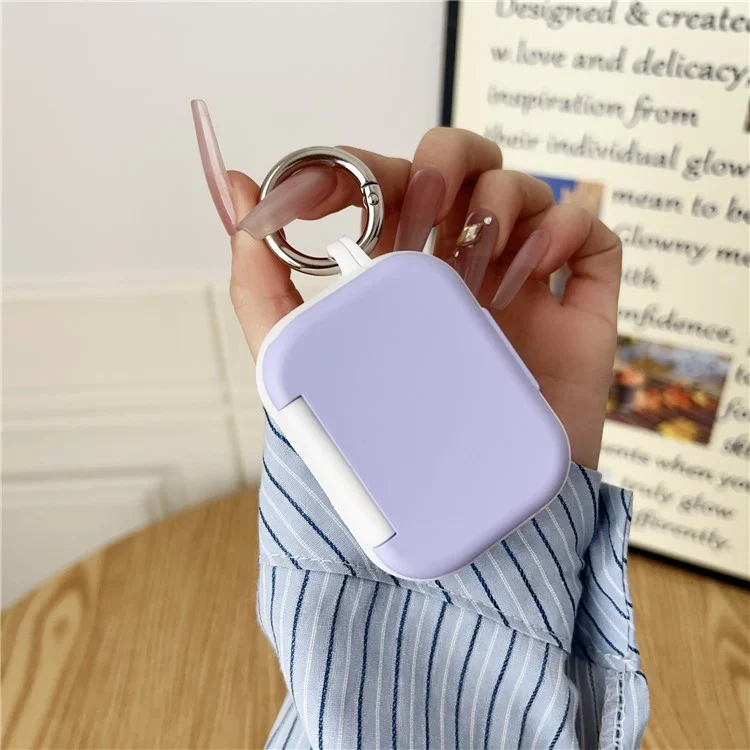 Funda Protectora PC + TPU para Apple AirPods Pro 2 / Pro con Gancho para Estuche de Carga de Auriculares Inalámbricos - Morado