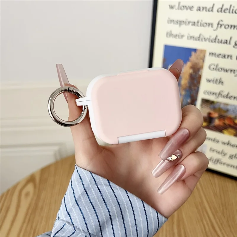 For Apple AirPods Pro 2 / Pro  Protective Case PC + TPU TWS Earphone Charging Case Cover with Hook - Pink