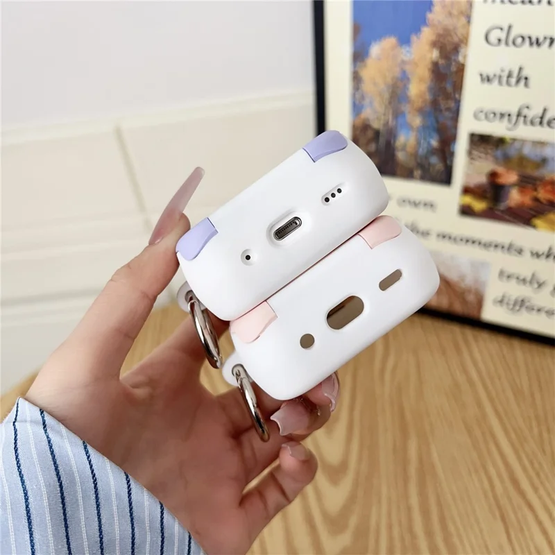 For Apple AirPods Pro 2 / Pro  Protective Case PC + TPU TWS Earphone Charging Case Cover with Hook - Pink