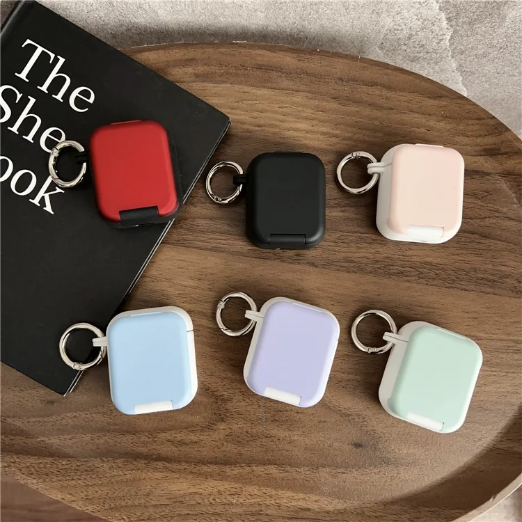 Étui de protection pour Apple AirPods avec boîtier de charge sans fil (2019) / avec boîtier de charge (2019) / (2016) Écouteurs TWS Housse PC + TPU avec crochet - Noir
