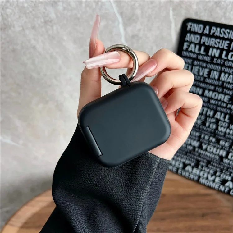 Étui de protection pour Apple AirPods avec boîtier de charge sans fil (2019) / avec boîtier de charge (2019) / (2016) Écouteurs TWS Housse PC + TPU avec crochet - Noir