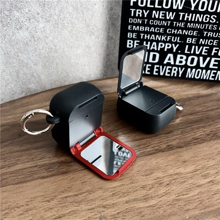 Étui de protection pour Apple AirPods avec boîtier de charge sans fil (2019) / avec boîtier de charge (2019) / (2016) Écouteurs TWS Housse PC + TPU avec crochet - Noir