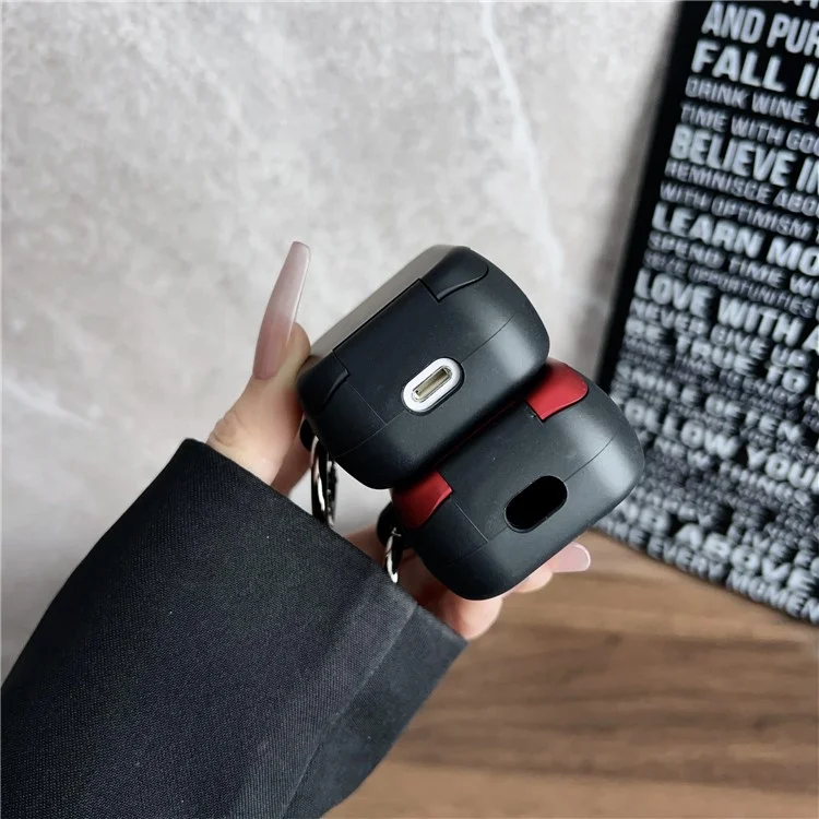Étui de protection pour Apple AirPods avec boîtier de charge sans fil (2019) / avec boîtier de charge (2019) / (2016) Écouteurs TWS Housse PC + TPU avec crochet - Noir