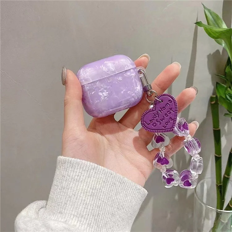 Cover protettivo per Apple AirPods Pro con motivo texture, custodia morbida in TPU con cinghietta a cuore per auricolari TWS