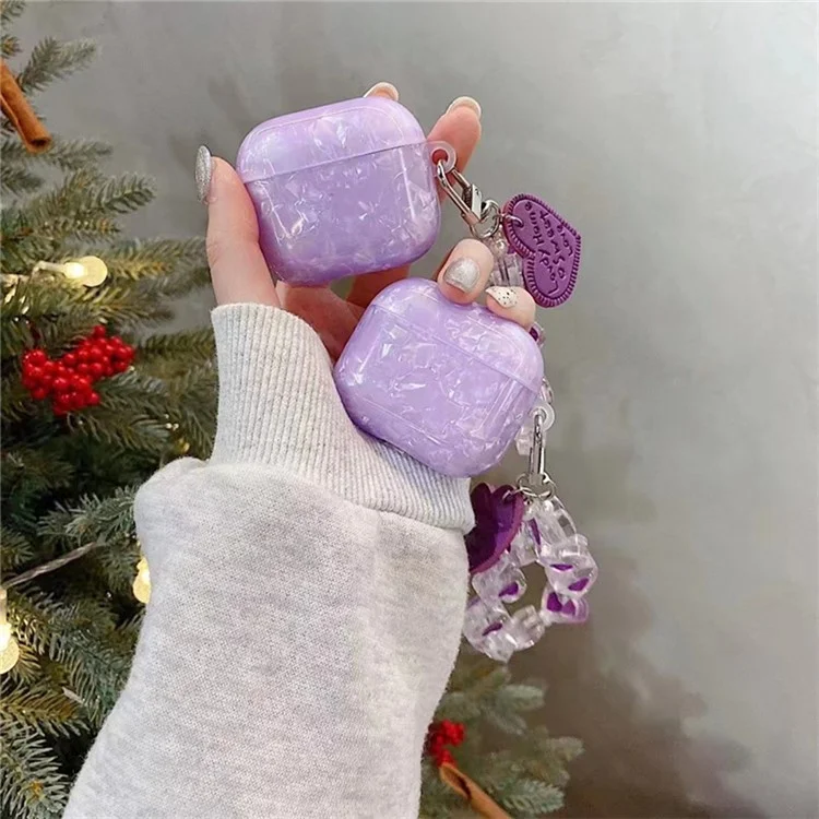 Cover protettivo per Apple AirPods Pro con motivo texture, custodia morbida in TPU con cinghietta a cuore per auricolari TWS