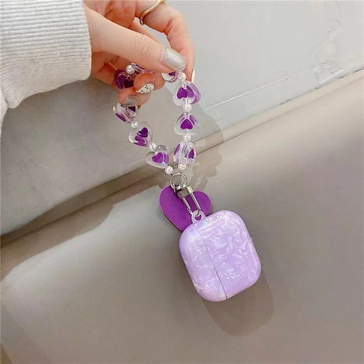 Cover protettivo per Apple AirPods Pro con motivo texture, custodia morbida in TPU con cinghietta a cuore per auricolari TWS