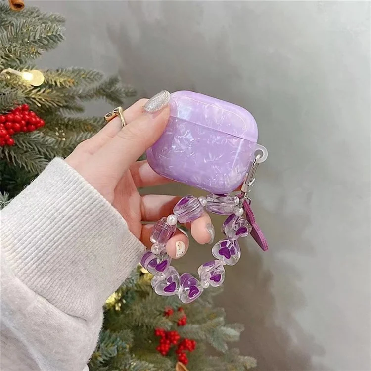 Cover protettivo per Apple AirPods 2 con motivo a texture, custodia morbida in TPU con cinturino a cuore per auricolari TWS