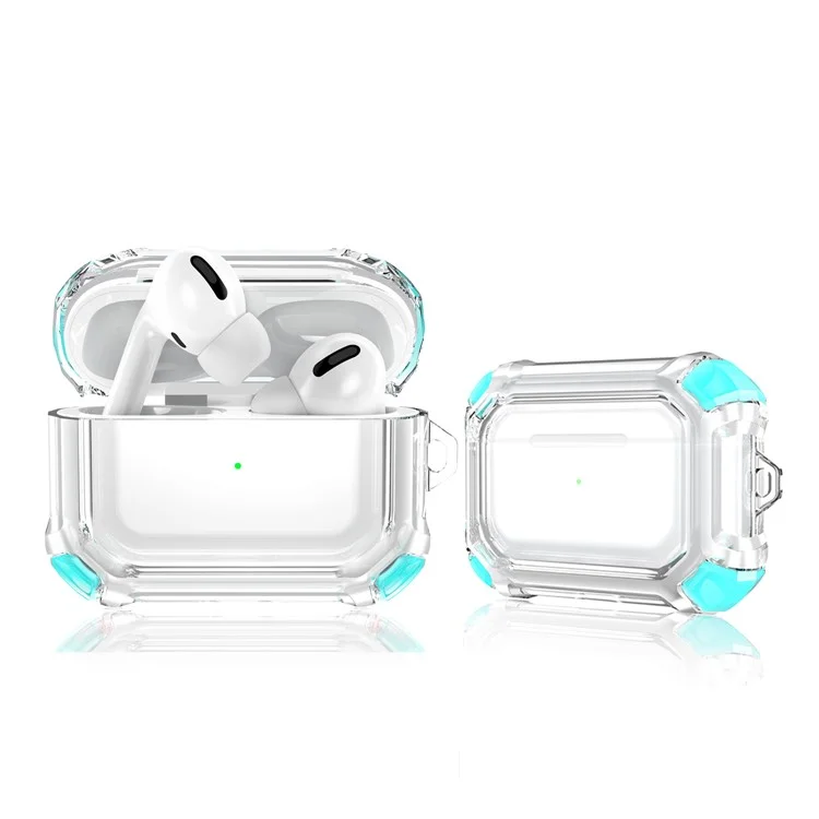 Four-corner Anti-Drop Clear TPU Protective Case Cover for AirPods Pro - Green