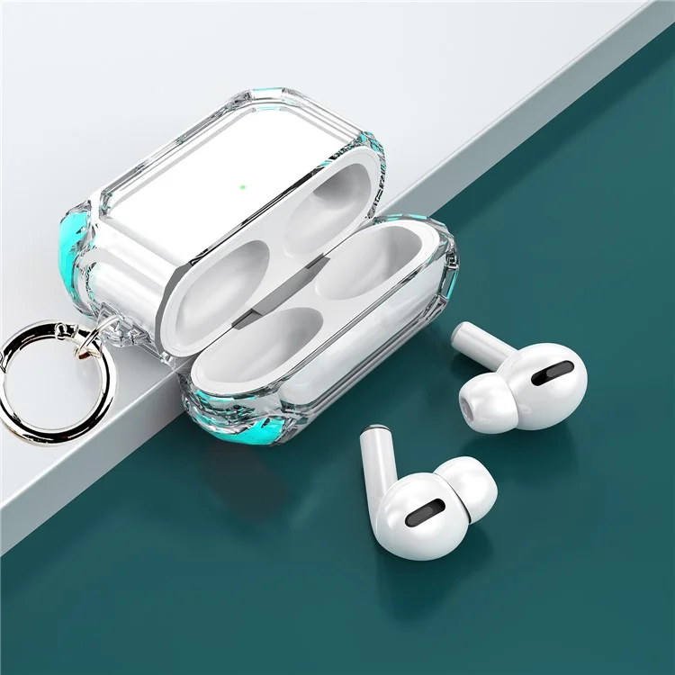 Cubierta de Caja Protectora de TPU Transparente Anti-drop de Cuatro Torres Para Airpods Pro - Verde