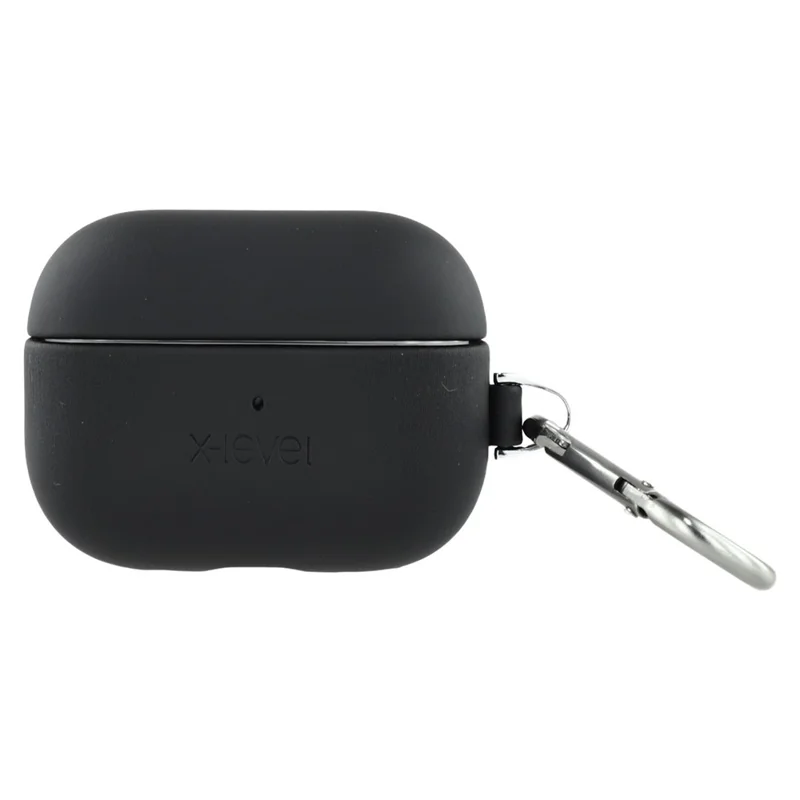 X-LEVEL For AirPods Pro 2 Silicone Case Wireless Earbuds Protective Cover Full Protection with Metal Hook - Black