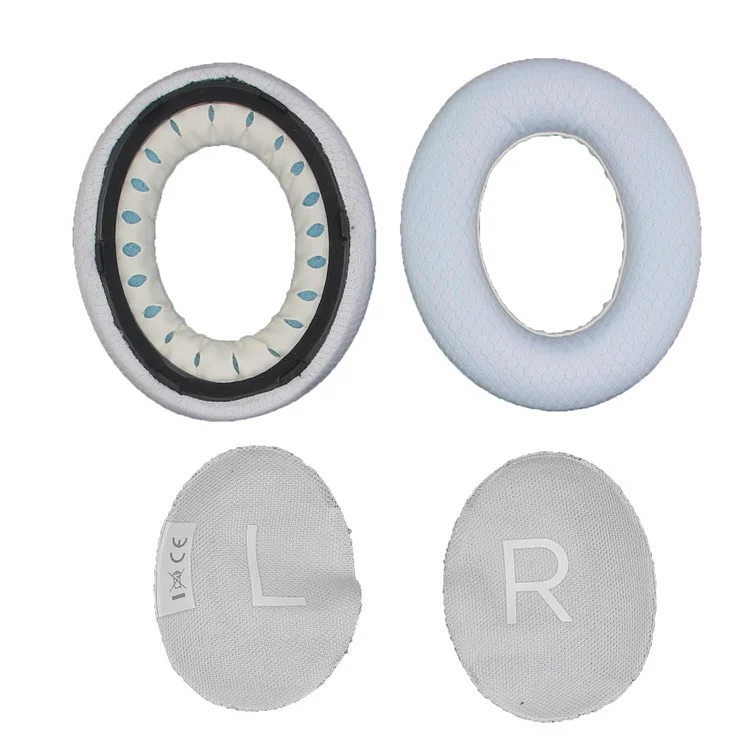 JZF-317 1Pair For Bose 700  /  NC700 Headset Earpads Foam Replacement Ear Cushions Mesh Fabric Protective Cover with Cotton Pads - White