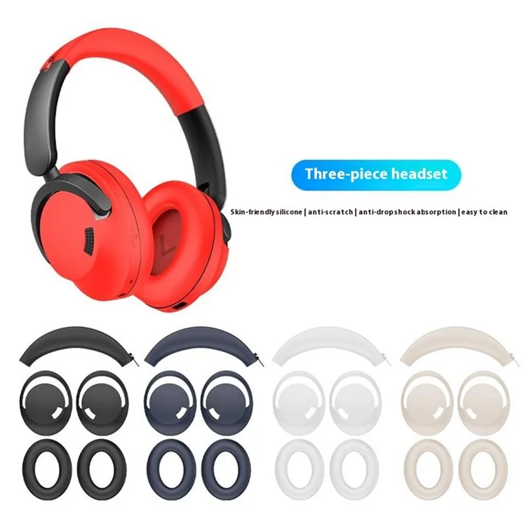JZF-539 Headphones Protective Case For 1MORE Sonoflow  /  HC905  /  HQ51  /  HQ30 Silicone Cover Earphone Accessories - Dark Blue