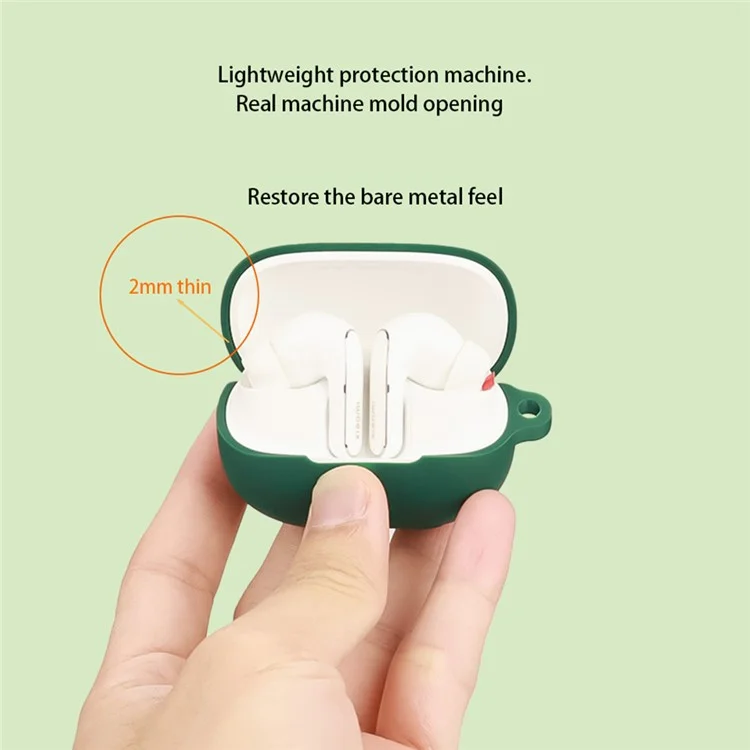 Чехол для Xiaomi Redmi Buds 5 Pro из силикона с противоугонной застежкой для Bluetooth-совместимых наушников - Темно-зеленый