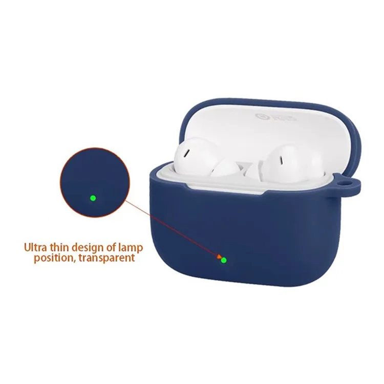 For Oppo Enco Air4i Silicone Case with Anti Lost Buckle Bluetooth-Compatible Earphones Protective Cover - Dark Blue
