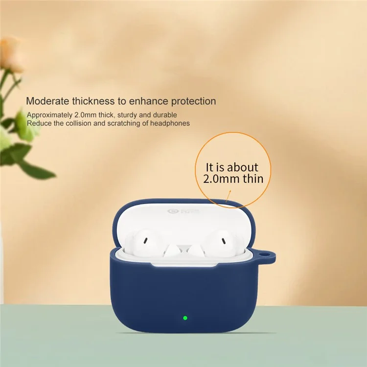 For Oppo Enco Air4i Silicone Case with Anti Lost Buckle Bluetooth-Compatible Earphones Protective Cover - Dark Blue