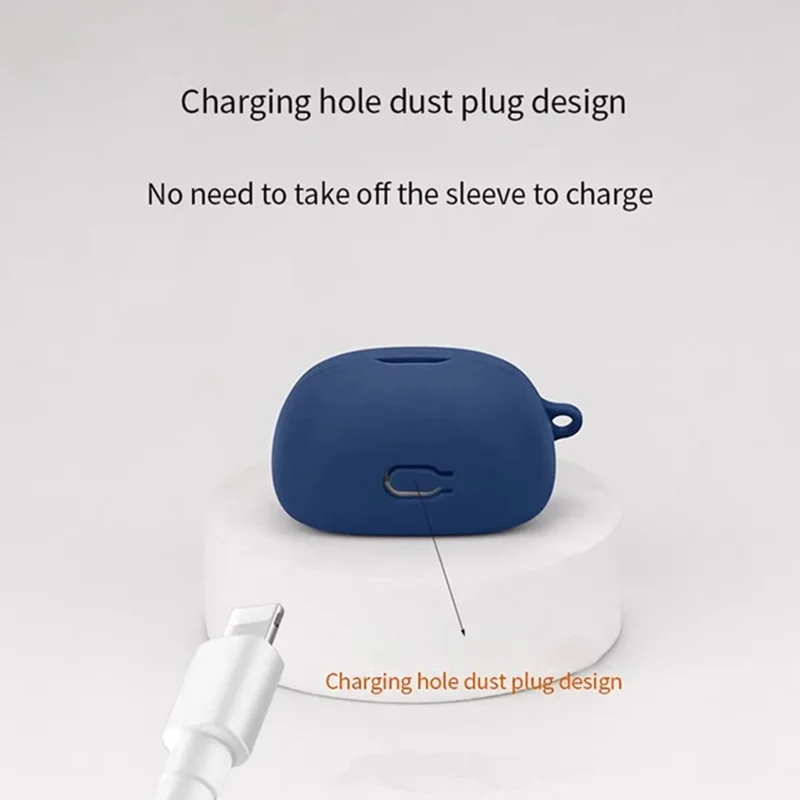 Capa de silicone com fivela anti-perda para fones de ouvido compatíveis com Bluetooth JBL Tune 245NC - Azul escuro