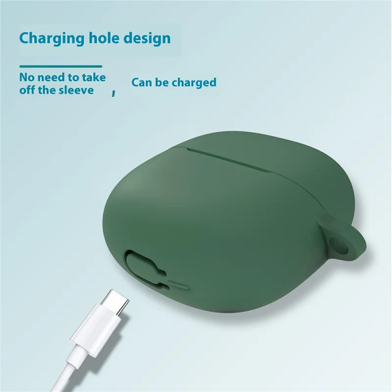 For Xiaomi Redmi Buds 6 Lite Protective Case Bluetooth-Compatible Earbuds Silicone Cover with Hook - Red