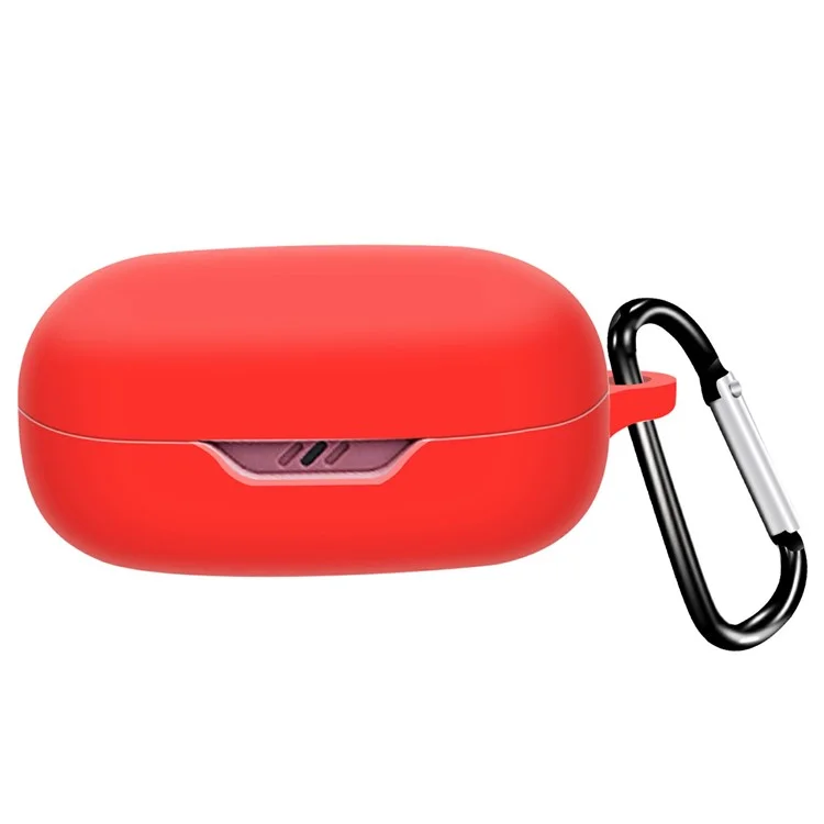For JBL Wave Flex Protective Case Bluetooth-Compatible Earbuds Silicone Cover with Hook - Red