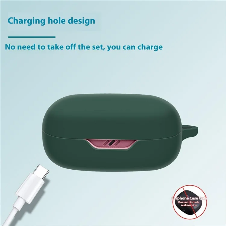 For JBL Wave Flex Protective Case Bluetooth-Compatible Earbuds Silicone Cover with Hook - Red