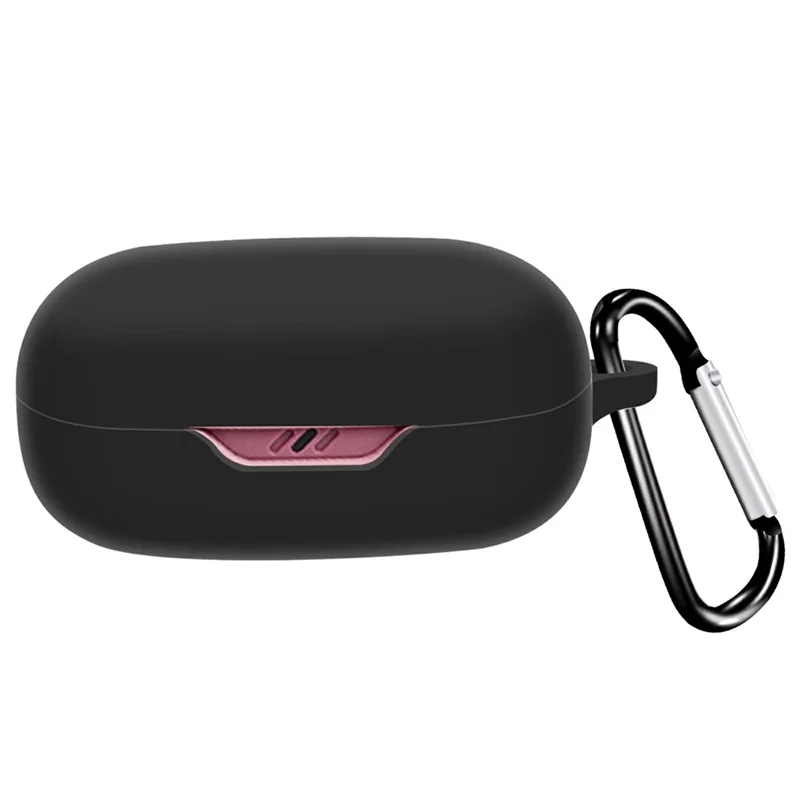 For JBL Wave Flex 2 Protective Case Bluetooth-Compatible Earbuds Silicone Cover with Hook - Black