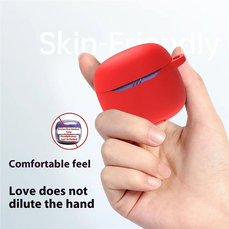 For JBL Tune Flex 2 Protective Case Bluetooth-Compatible Earbuds Silicone Cover with Hook - White