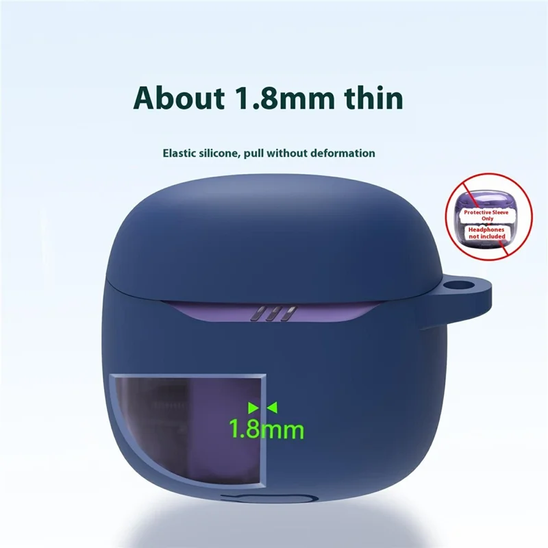 For JBL Tune Flex 2 Protective Case Bluetooth-Compatible Earbuds Silicone Cover with Hook - White