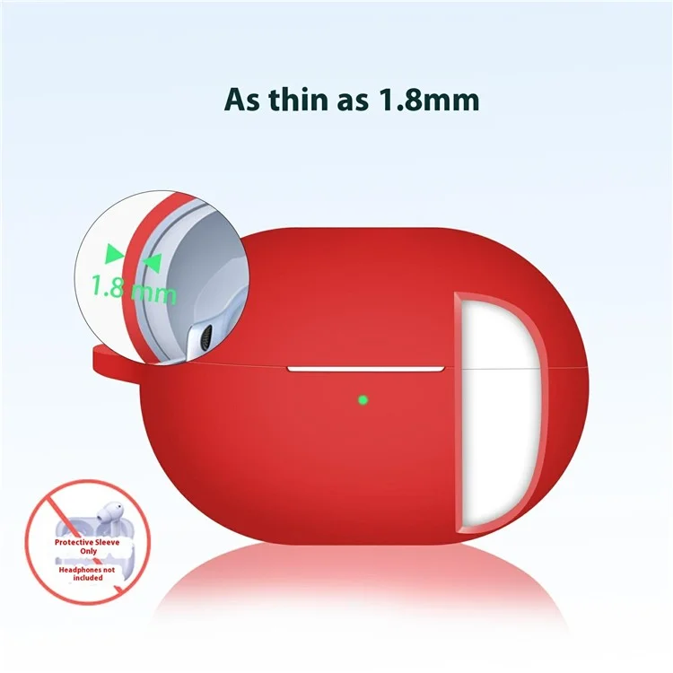 For Huawei FreeBuds Pro 4 Protective Case Bluetooth-Compatible Earbuds Silicone Cover with Hook - Red