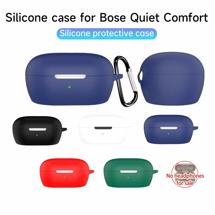 For Bose QuietComfort Protective Case Bluetooth-Compatible Earbuds Silicone Cover with Hook - Dark Blue