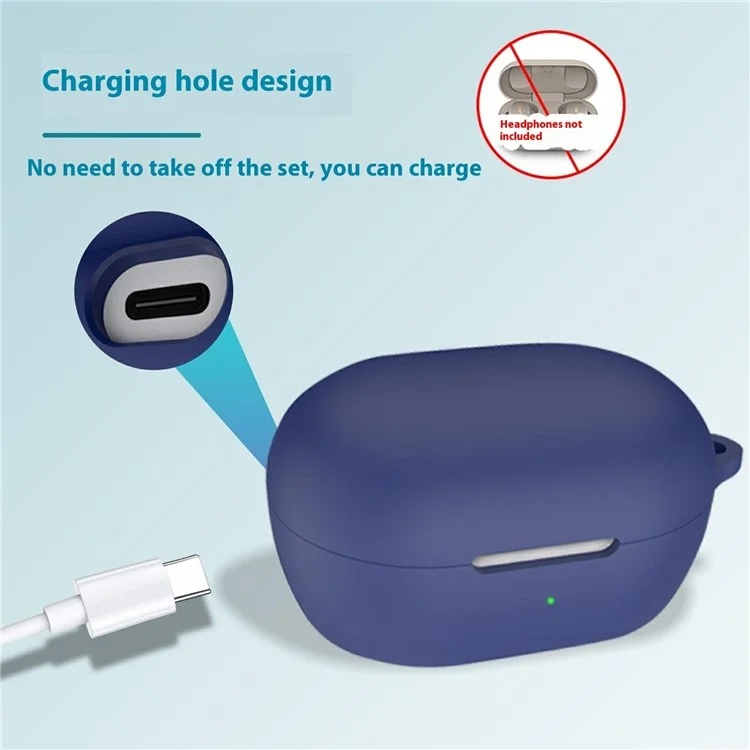 For Bose QuietComfort Protective Case Bluetooth-Compatible Earbuds Silicone Cover with Hook - Dark Blue