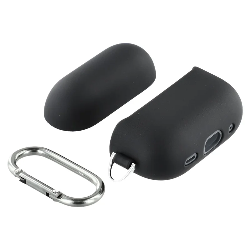 X-LEVEL For AirPods 4 Silicone Case Wireless Earbuds Protective Cover Full Protection with Metal Hook - Black