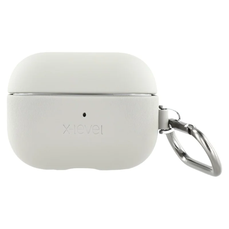 X-LEVEL For AirPods 4 Silicone Case Wireless Earbuds Protective Cover Full Protection with Metal Hook - Grey