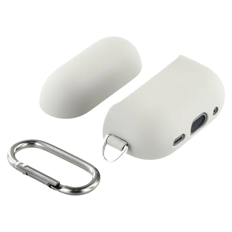 X-LEVEL For AirPods 4 Silicone Case Wireless Earbuds Protective Cover Full Protection with Metal Hook - Grey