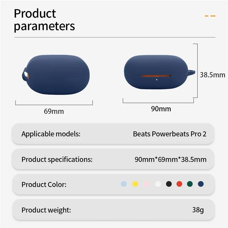 Capa de Silicone para Beats Powerbeats Pro 2 Compatível com Bluetooth, Capa Protetora Anti-Arranhões - Azul Escuro