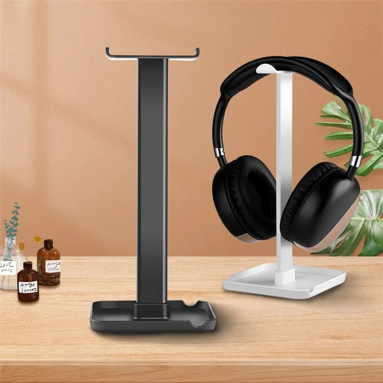 JD064 Multifunktions-Headset-Stand-Metall-Kopfhörer-Aufhänger-Desktop-Tablet-Handy-Halter - Schwarz