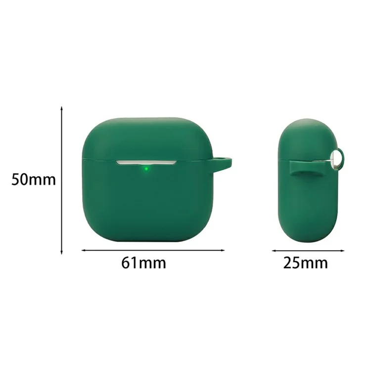 Étui en silicone pour AirPods 4 Compatible Bluetooth avec Housse de protection, Boucle Anti-Perte + Brosse de Nettoyage - Vert Noirâtre
