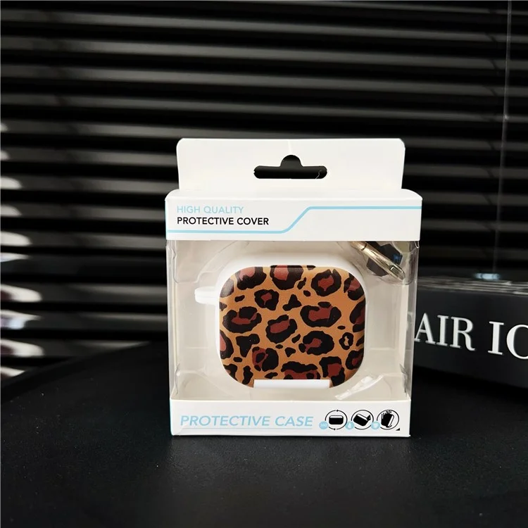 For Apple AirPods 3 Protective Case PC + TPU Leopard Earphone Cover with Mirror and Hook - Black