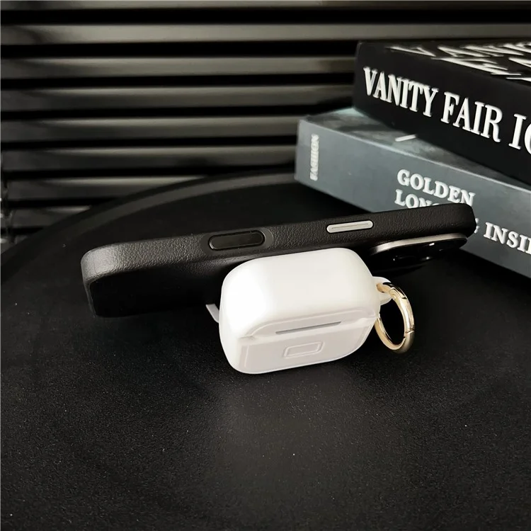 For Apple AirPods 3 Protective Case PC + TPU Leopard Earphone Cover with Mirror and Hook - Black
