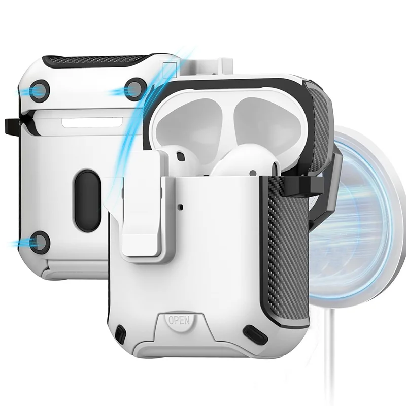 Magnetic Earphone Cover For Apple AirPods with Wireless Charging Case (2019)  /  AirPods with Charging Case (2019)  /  (2016) - White  /  Pink