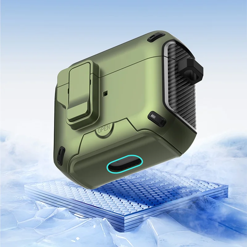 For Apple AirPods 3 Magnetic Case with Stand TPU + PC Earphone Cover with Switch and Carabiner - Yellow