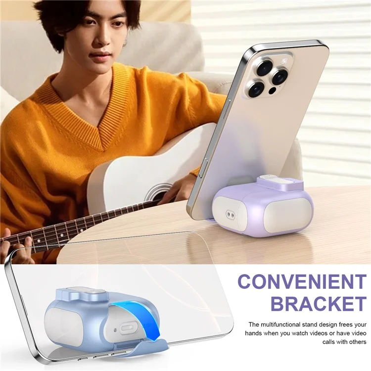For AirPods 4 Protective Case Splicing Color Earphone Cover with Auto Pop-Up Magnetic Lid  /  Lanyard - White  /  Purple
