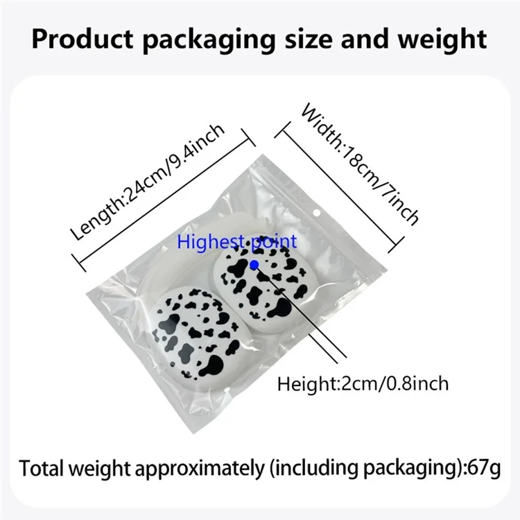 3Pcs  /  Set For AirPods Max Silicone Protective Case Cow Pattern Earmuff Sleeve Headband Cover Ear Cushion Cover - Black
