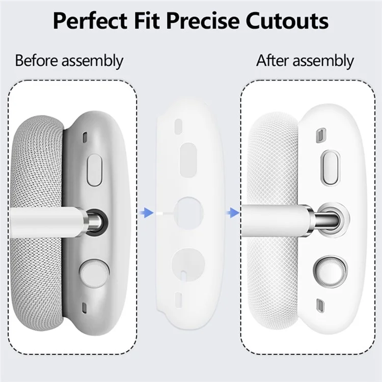 3Pcs  /  Set For AirPods Max Silicone Protective Case Cow Pattern Earmuff Sleeve Headband Cover Ear Cushion Cover - Black