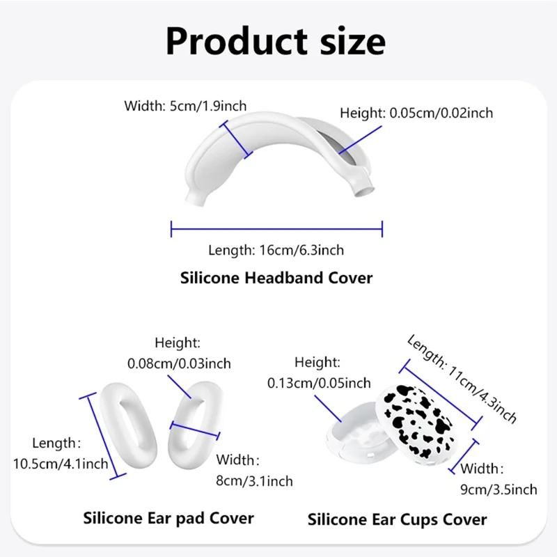 3Pcs / Set For AirPods Max 2 / Max Silicone Protective Case Cow Pattern Earmuff Sleeve Headband Cover Ear Cushion Cover - Yellow